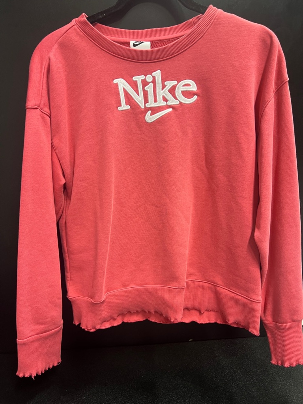 Nike Coral Pink Crewneck Sweatshirt with White Logo